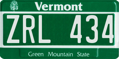 VT license plate ZRL434