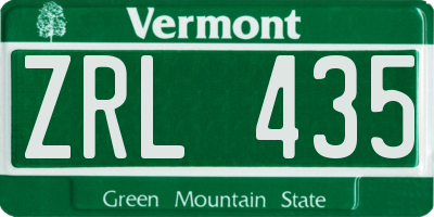 VT license plate ZRL435