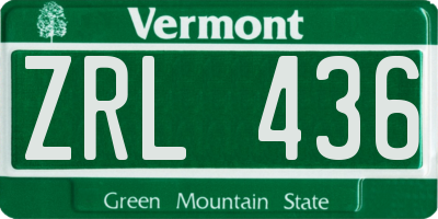 VT license plate ZRL436
