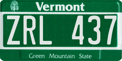 VT license plate ZRL437
