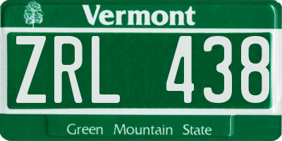 VT license plate ZRL438
