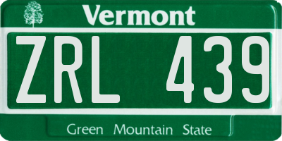 VT license plate ZRL439