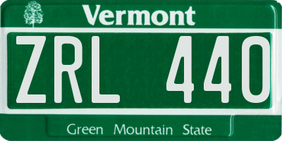 VT license plate ZRL440