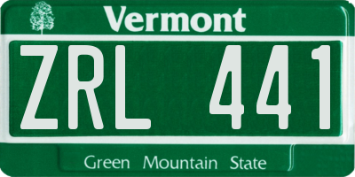 VT license plate ZRL441