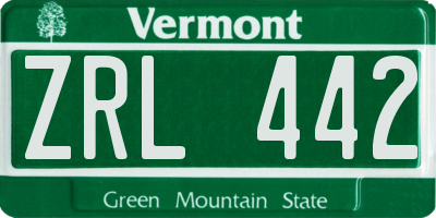 VT license plate ZRL442