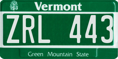 VT license plate ZRL443