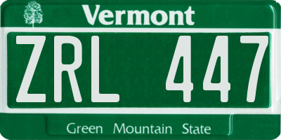 VT license plate ZRL447