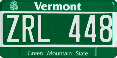 VT license plate ZRL448