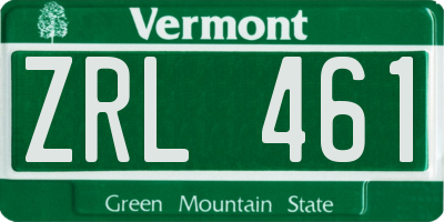 VT license plate ZRL461