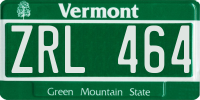 VT license plate ZRL464