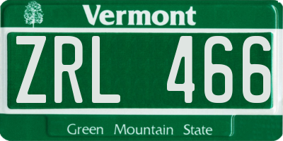 VT license plate ZRL466