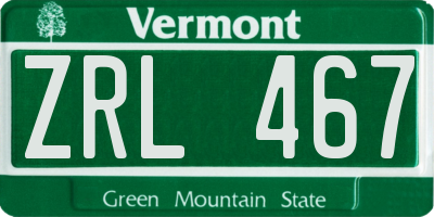 VT license plate ZRL467