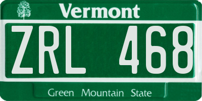 VT license plate ZRL468