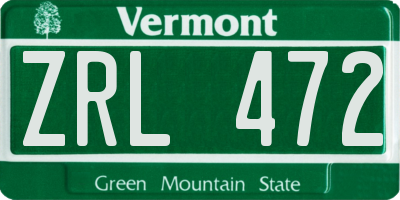 VT license plate ZRL472