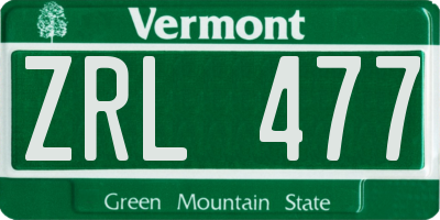 VT license plate ZRL477