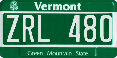 VT license plate ZRL480