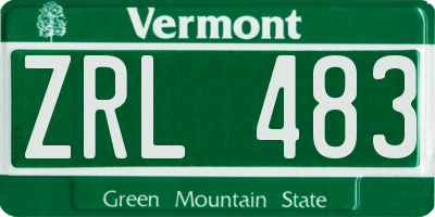 VT license plate ZRL483