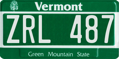 VT license plate ZRL487