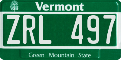 VT license plate ZRL497