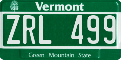 VT license plate ZRL499