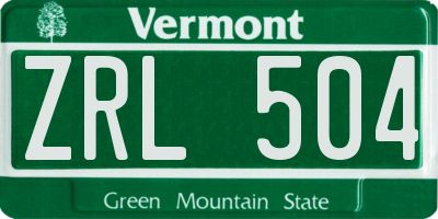 VT license plate ZRL504