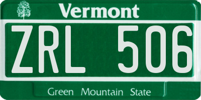 VT license plate ZRL506