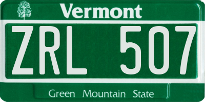 VT license plate ZRL507