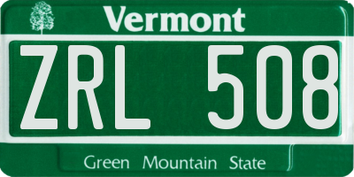 VT license plate ZRL508