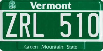 VT license plate ZRL510
