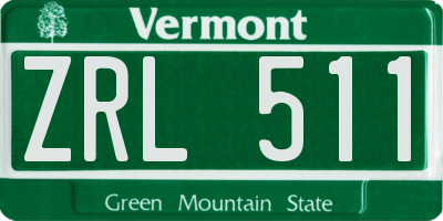 VT license plate ZRL511