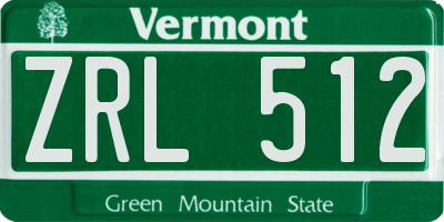 VT license plate ZRL512