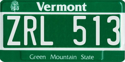 VT license plate ZRL513