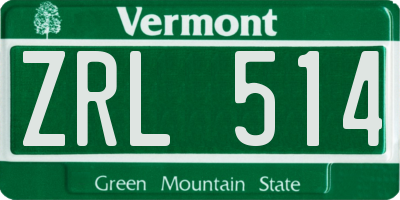 VT license plate ZRL514