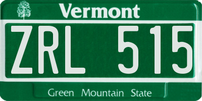 VT license plate ZRL515