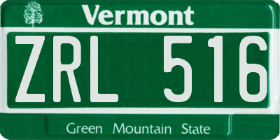 VT license plate ZRL516