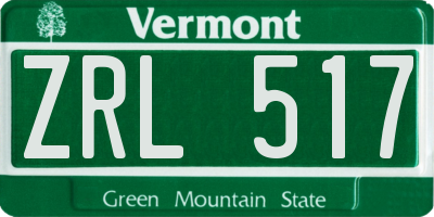 VT license plate ZRL517