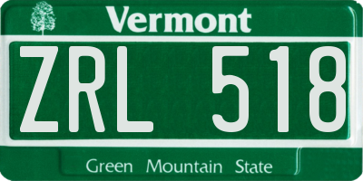 VT license plate ZRL518
