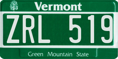 VT license plate ZRL519