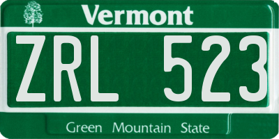 VT license plate ZRL523