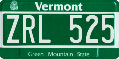 VT license plate ZRL525
