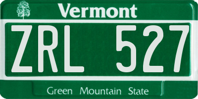 VT license plate ZRL527