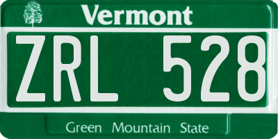 VT license plate ZRL528