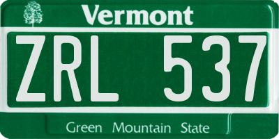 VT license plate ZRL537