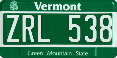VT license plate ZRL538