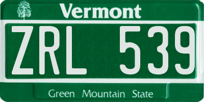 VT license plate ZRL539