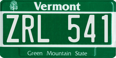 VT license plate ZRL541