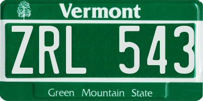 VT license plate ZRL543