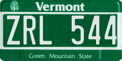 VT license plate ZRL544