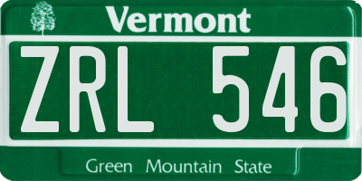 VT license plate ZRL546