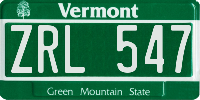 VT license plate ZRL547
